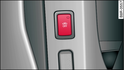 Face frontale de la porte du conducteur : touche du dispositif de surveillance de l'habitacle et du dispositif anti-remorquage